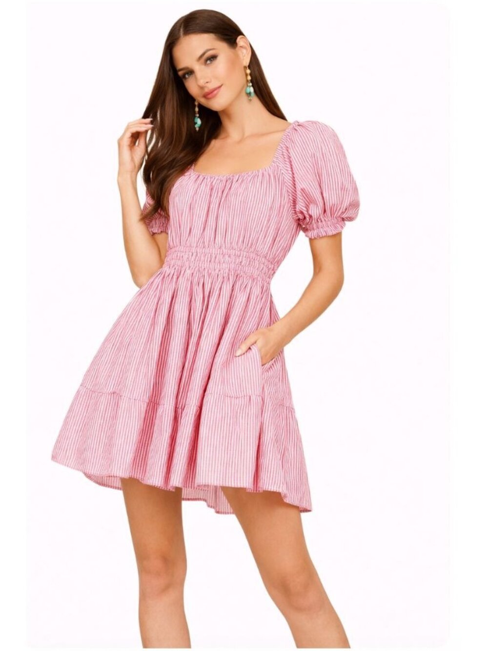 RHODE Anika Mini Dress pink white - Size S